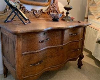 Ornate antique oak dresser 