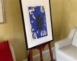 Easel and art modeled after Matisse’s cut paper collages 