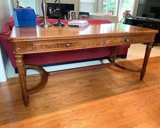 Purchased new by Chevrolet and kept in their offices until the owner of this home purchased it, this Antique Stow and Davis Executive desk is absolutely stunning!