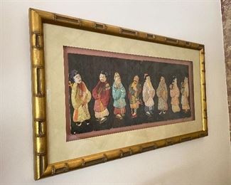 Silk Chinese men framed 