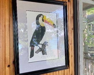 Le Grand Toucan, hand painted etching by Jacques Barranand