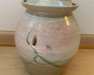 Lovely ceramic pot with lid- signed Michael