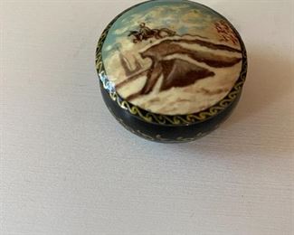 Russian lacquered signed trinket box