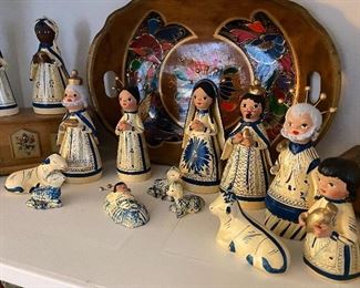 Vintage ceramic nativity from Mexico