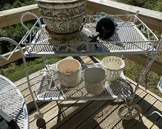 Vintage wrought iron tea cart