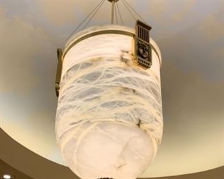 Alabaster and Cast Glass Pendant Style Chandelier 