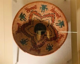 One of Two Handwoven Baskets / Bowls Mounted In Plexiglass Frames 