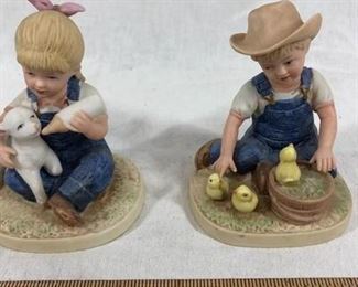 Denim Days Farm Kids Ceramic Figurines