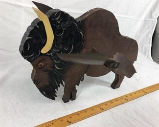 Large Bison Buffalo Whirly Bird Garden Art Yard Decor