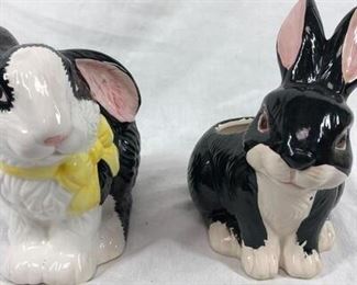 Pair of Black and White Bunny Rabbit Planter Pots Bloomrite