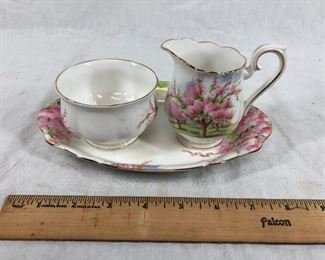 Royal Albert Bone China Cream Sugar Set with Tray in Blossom Time