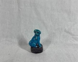 Small blue Chinese foo dog figurine