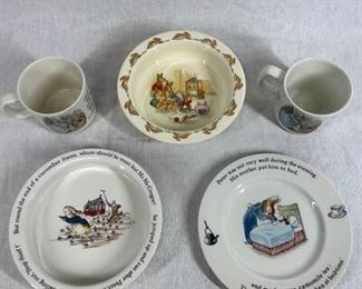 Lot of Peter Rabbit china cups, plate, bowls