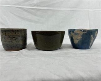 Set of 3 Small Pottery Planter Pots Bowls