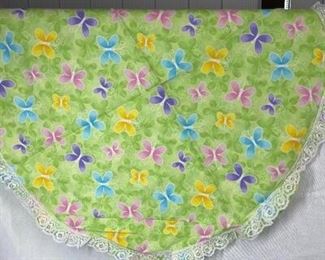 2 Round Floral Hand Made Table Clothes