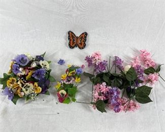 Artificial Faux Flowers and Butterfly