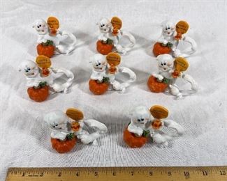 Set of 8 Halloween Ghost Napkin Rings Holders