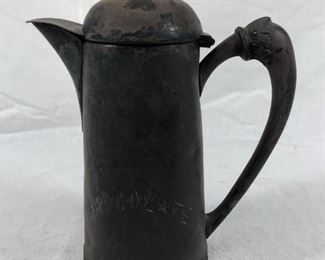 Vintage Antique Tarnished Metal Chocolate Pot