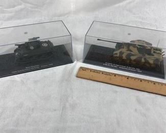 Pair of Scale Model Military Tanks in Display Boxes