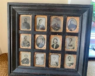 nice framed collection of antique tin-type photos