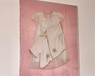 Framed antique Christening dress 