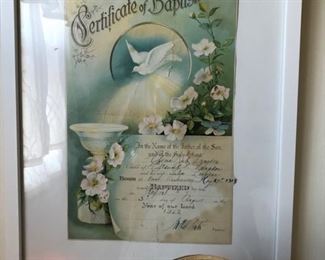 Antique Baptism certificate 