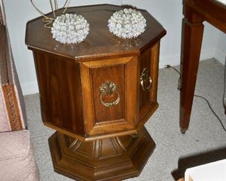 Hexagon Pedestal End Table cabinet