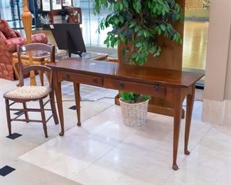 Sofa table and antique chair