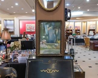 Vintage desk, picture, and mirror!