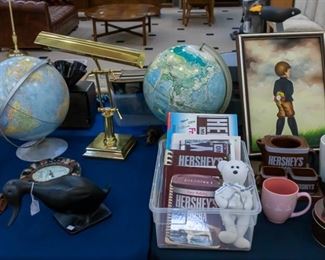 Vintage globes, Hershey collection....This piano lamp is EXTRA NICE.