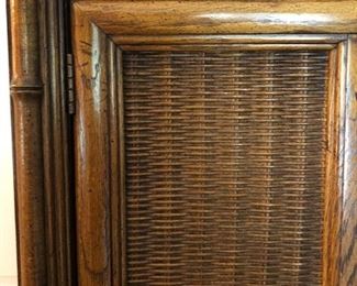 Mid-Century Modern Burlington Furniture Asian Faux Bamboo Wicker Gentleman's Chest: 61Hx38Wx19D