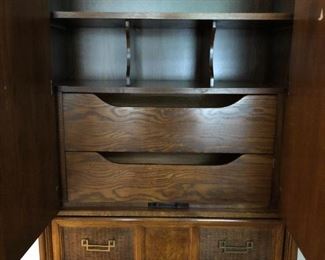 Mid-Century Modern Burlington Furniture Asian Faux Bamboo Wicker Gentleman's Chest: 61Hx38Wx19D