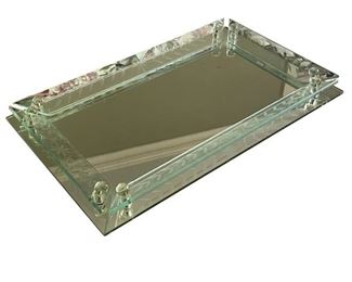 Etched Glass and Mirror Vanity Tray