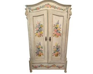 Painted Armoire with Floral Motif