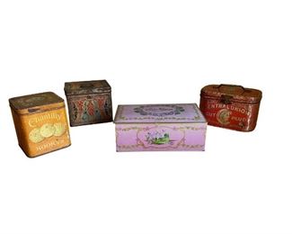 Vintage Tin Boxes, Set of 4