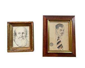 Framed Portrait Sketches, Set of 2