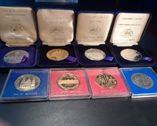 Various medals from the Royal Wedding and other famous landmarks.