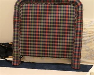 High back, plaid queen headboard