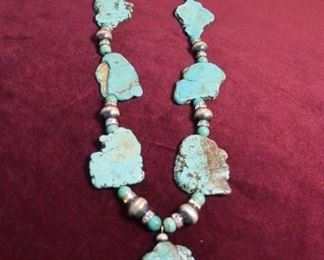 Slab turquoise and .925 beads