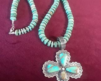 Heshi turquoise and .925. Signed GB (George Begay)