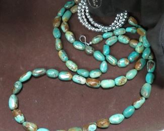 Natural turquoise beads, .925 beads