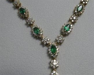 Magnificent emerald and diamond necklace with earrings and bracelet. Not a set, but they look great together.