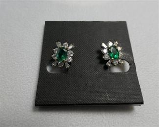 Emerald and diamond earrings