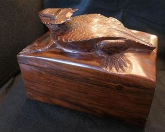 Beautiful box with well carved horn toad