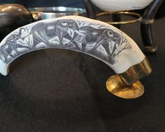 Carved tusk from Africa.