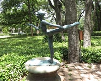 Young Ballerina by Victor M. Villarreal, 36"h x 29" x 30" plus 18" base. #23/26. This artist created many poses of ballerinas in outdoor bronze as well as bronze and cold painted finish for indoor display.