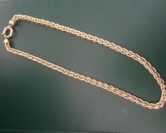 14k gold braided necklace. 17"