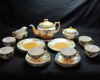 Japanese Luster tea set, 1920s, 6 cups/saucers, 5 plates, teapot, cream, sugar,  lids