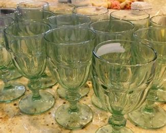 Example of several sets of stemware in various colors.