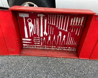 Snap on wall tool cabinet with diagram 